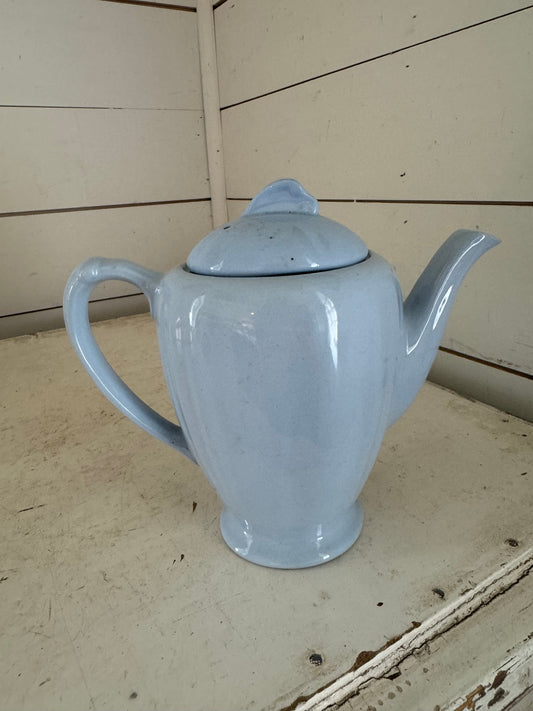 J & G. MEAKIN 'GLAMOUR' Celeste Blue Coffee Pot, English Art Deco Ceramic Tableware, Sophisticated Mid-century Modern British Ironstone