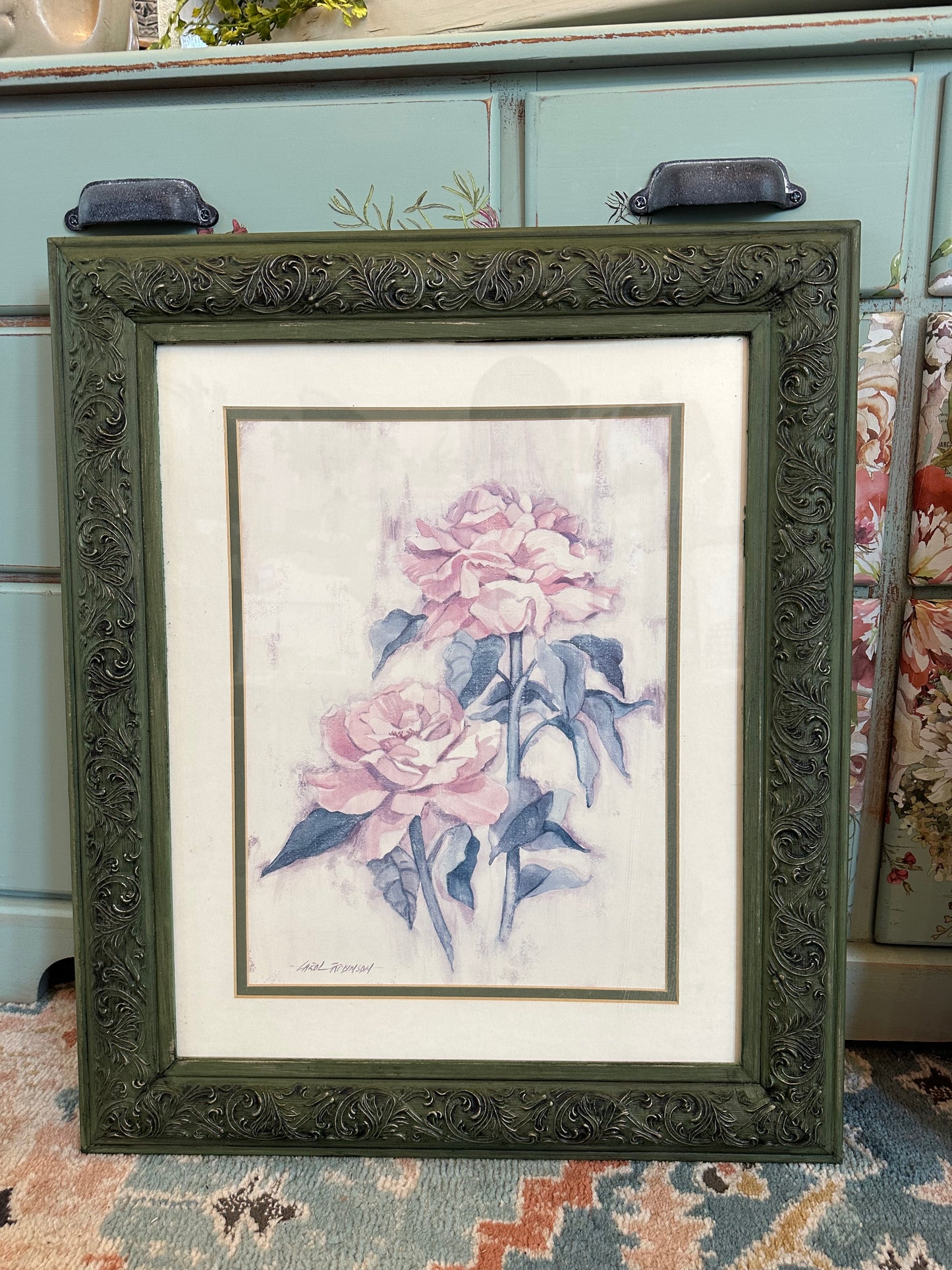 Floral with Hand Painted Frame