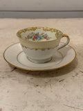 Vintage Noritake Japan Cup/Saucer Set Flower Pattern with Gold Trim
