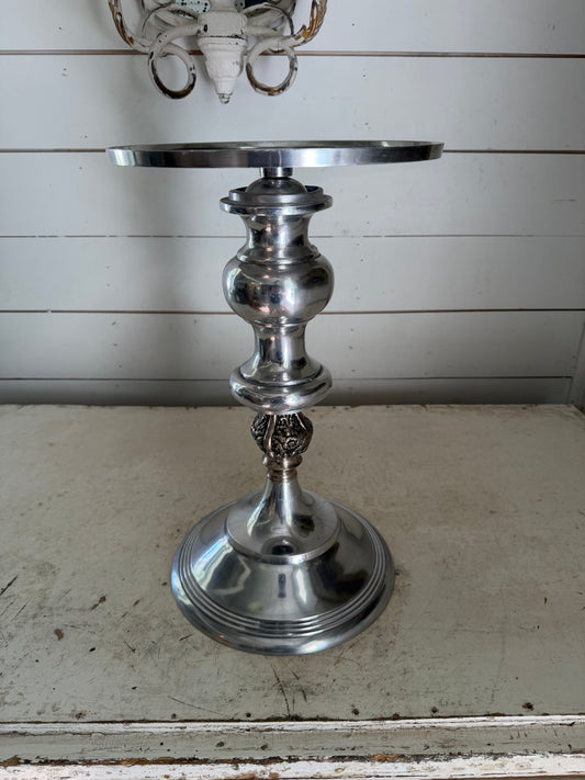 Tall Aluminum pedestal with Silver plate piece in the center