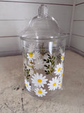Apothecary jar with handpainted daisies