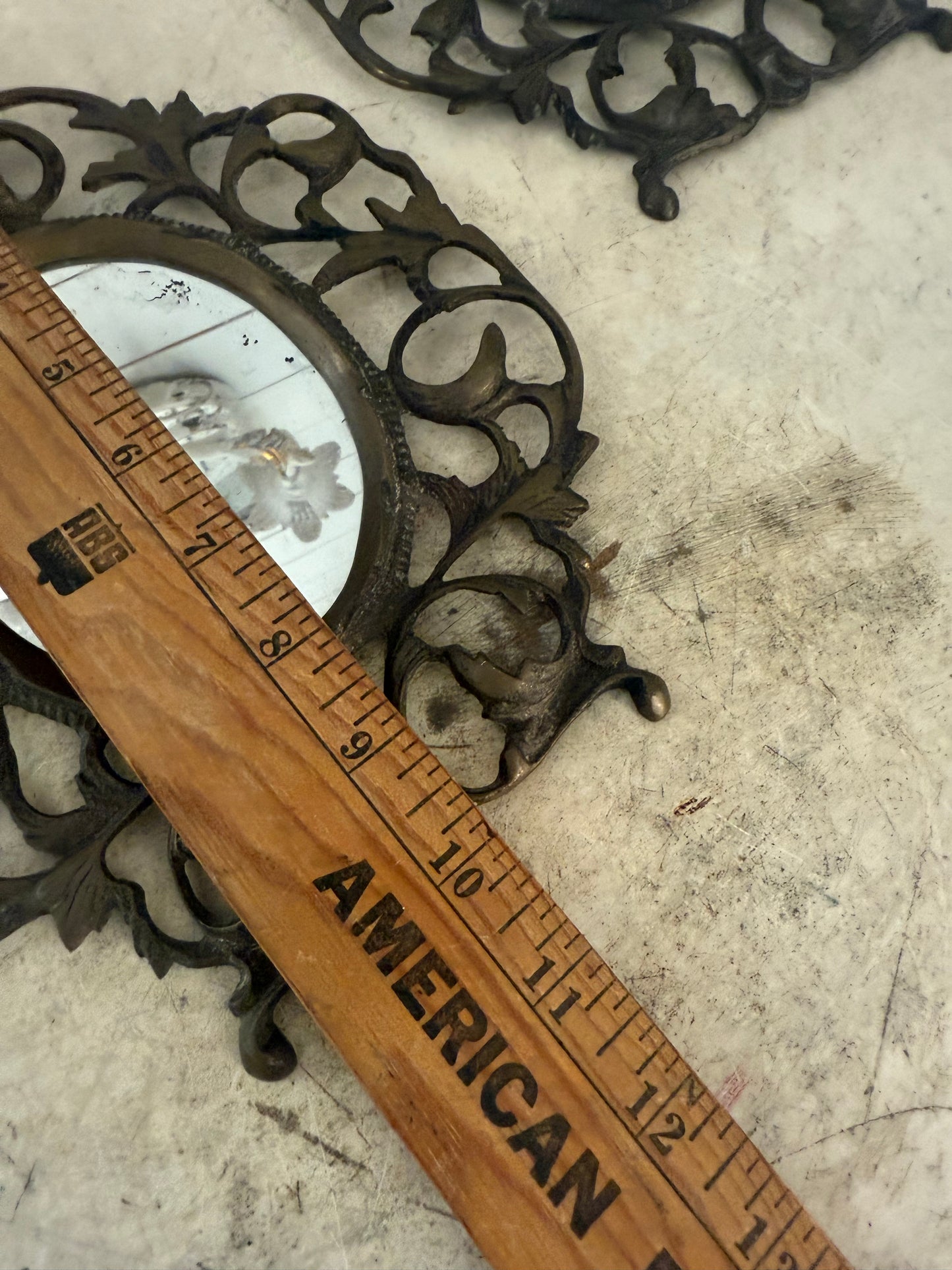 Set of Victorian Ornate cast brass mirrors