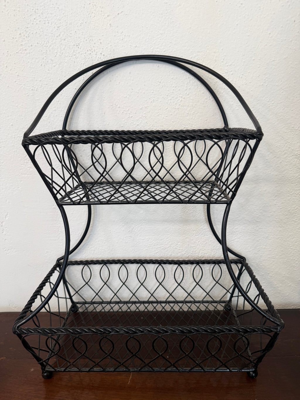 Metal Loop and Lattice Two Tiered Tray