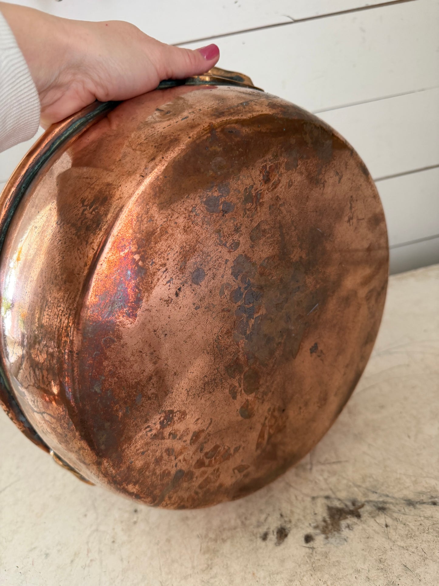 Large Antique George III Copper Pan, 1800s