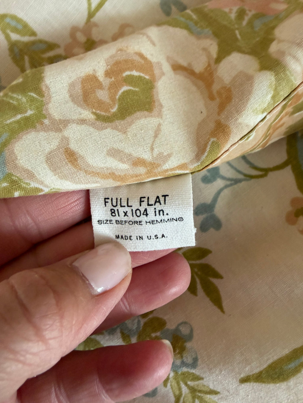 Vintage Full Floral Flat Sheet - peach and brown