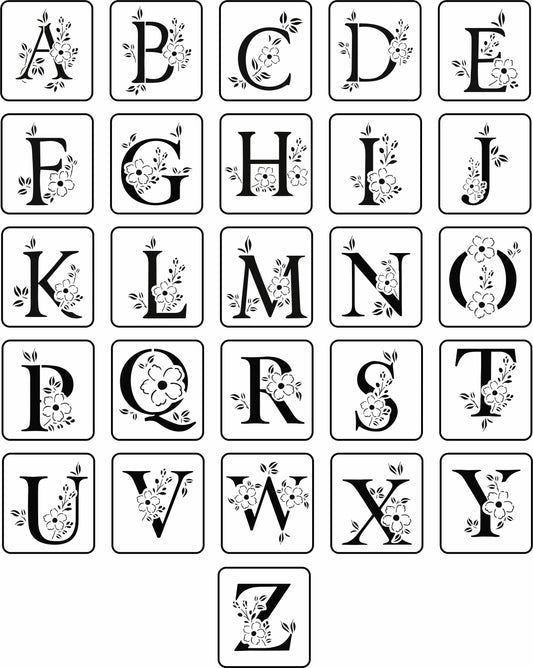 Floral Monogram Alphabet | JRV Stencils