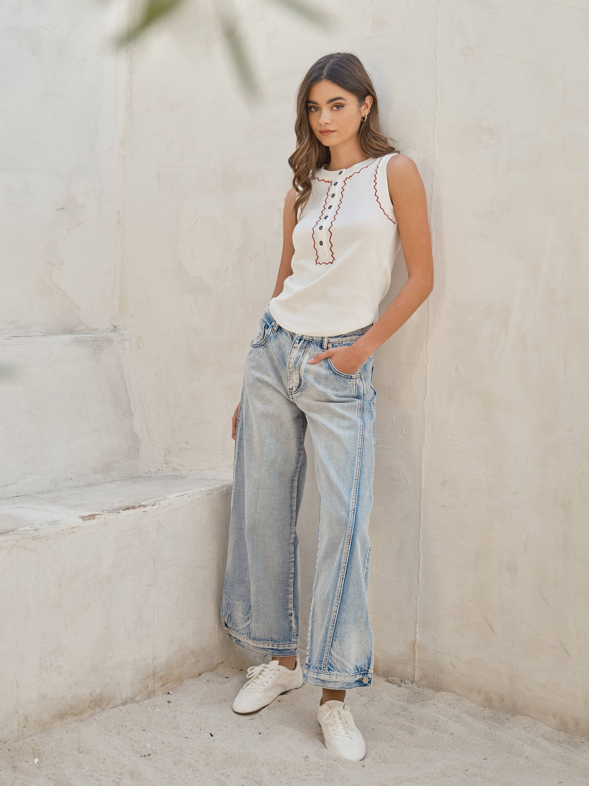 CURVE SIDESEAM TWO WAY DETAIL VINTAGE WASHED JEANS