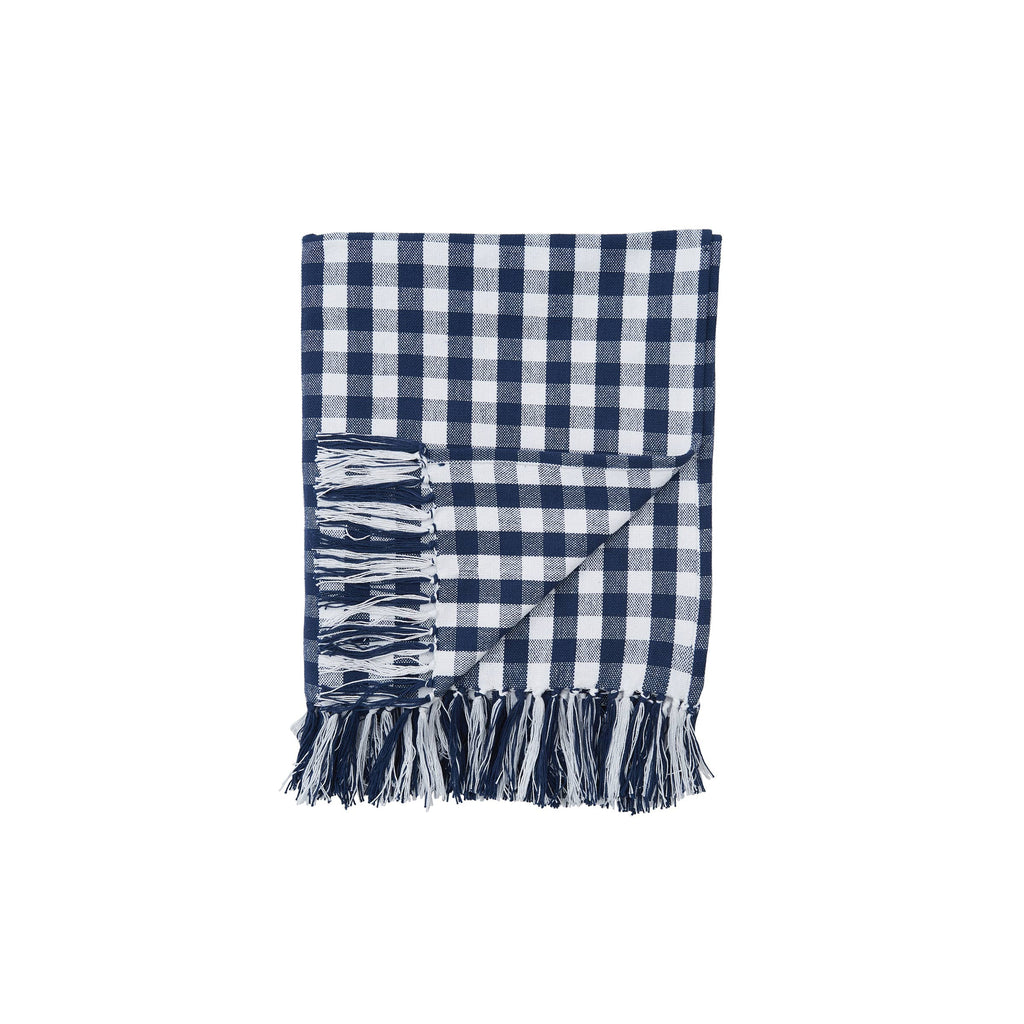 Ashford Indigo Blue Gingham Check Throw Blanket