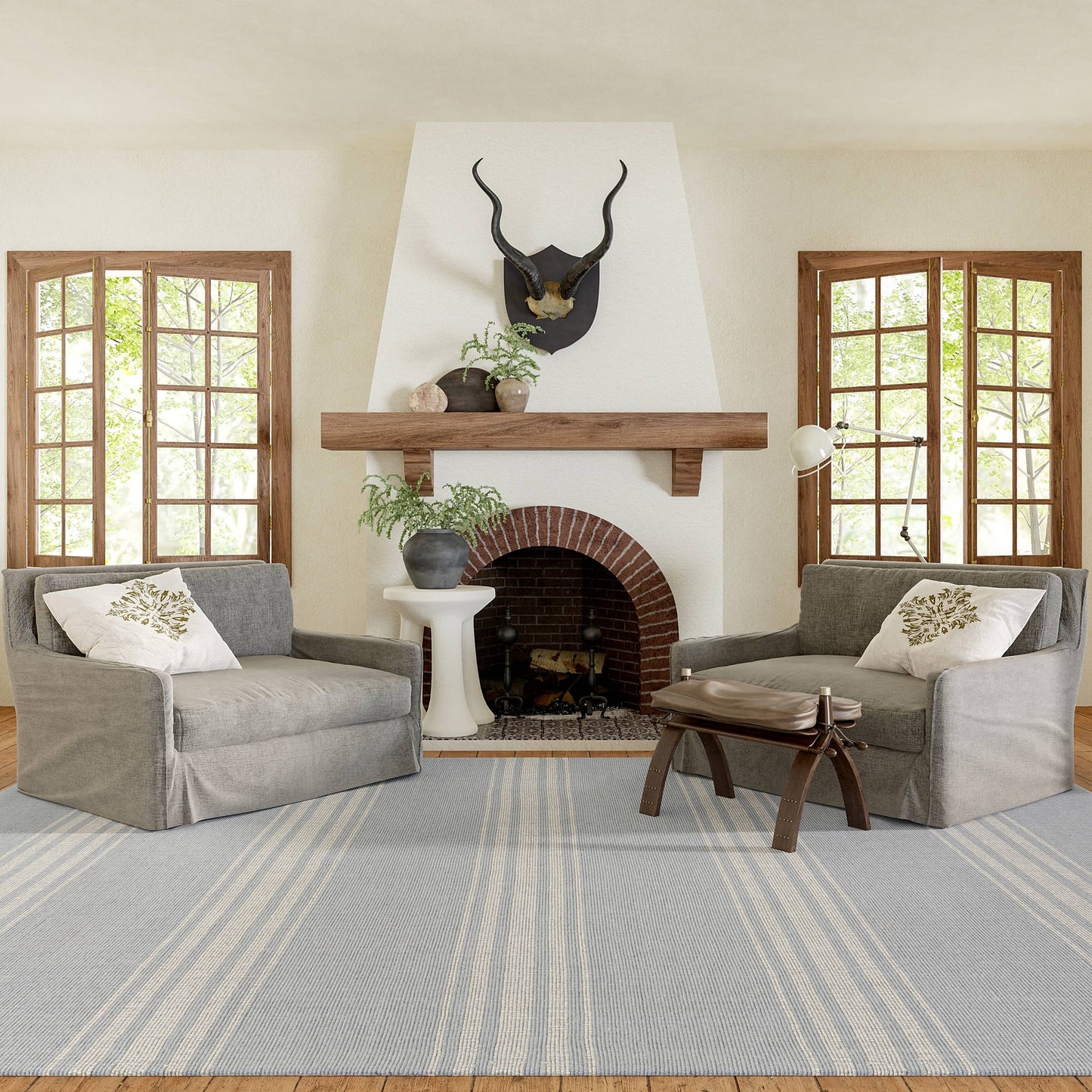 Lauren Liess Bergamot Striped Cotton Area Rug