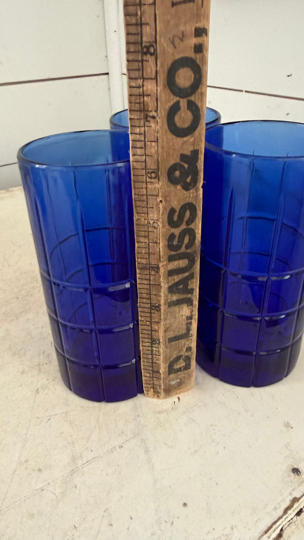 Vintage anchor hocking tartan cobalt blue glasses