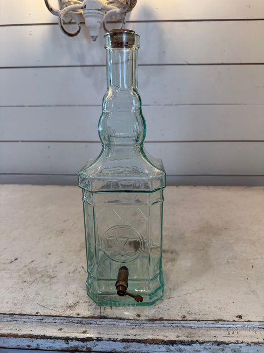 Vintage Green Glass Beverage Dispenser Made In Italy