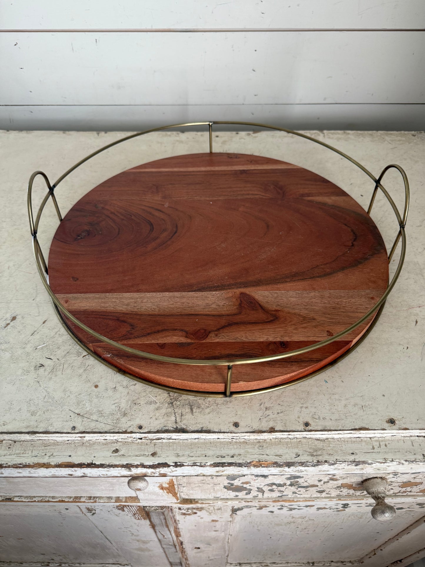 Hearth and Hand wood and brass tray