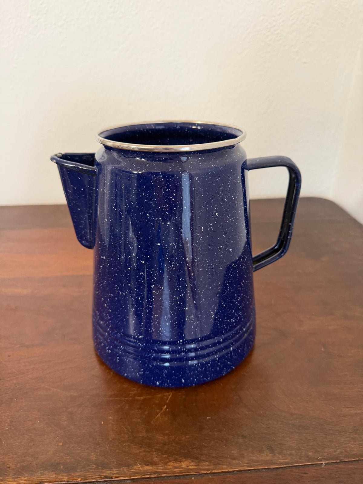 Vintage Blue Enamel Pot - Missing Lid