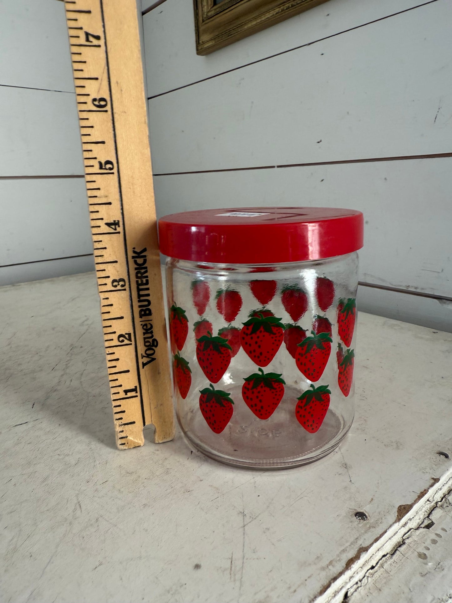 Vintage Strawberry Jar with red lid