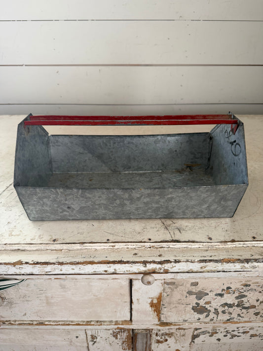 vintage galvanized tool box carrier tray