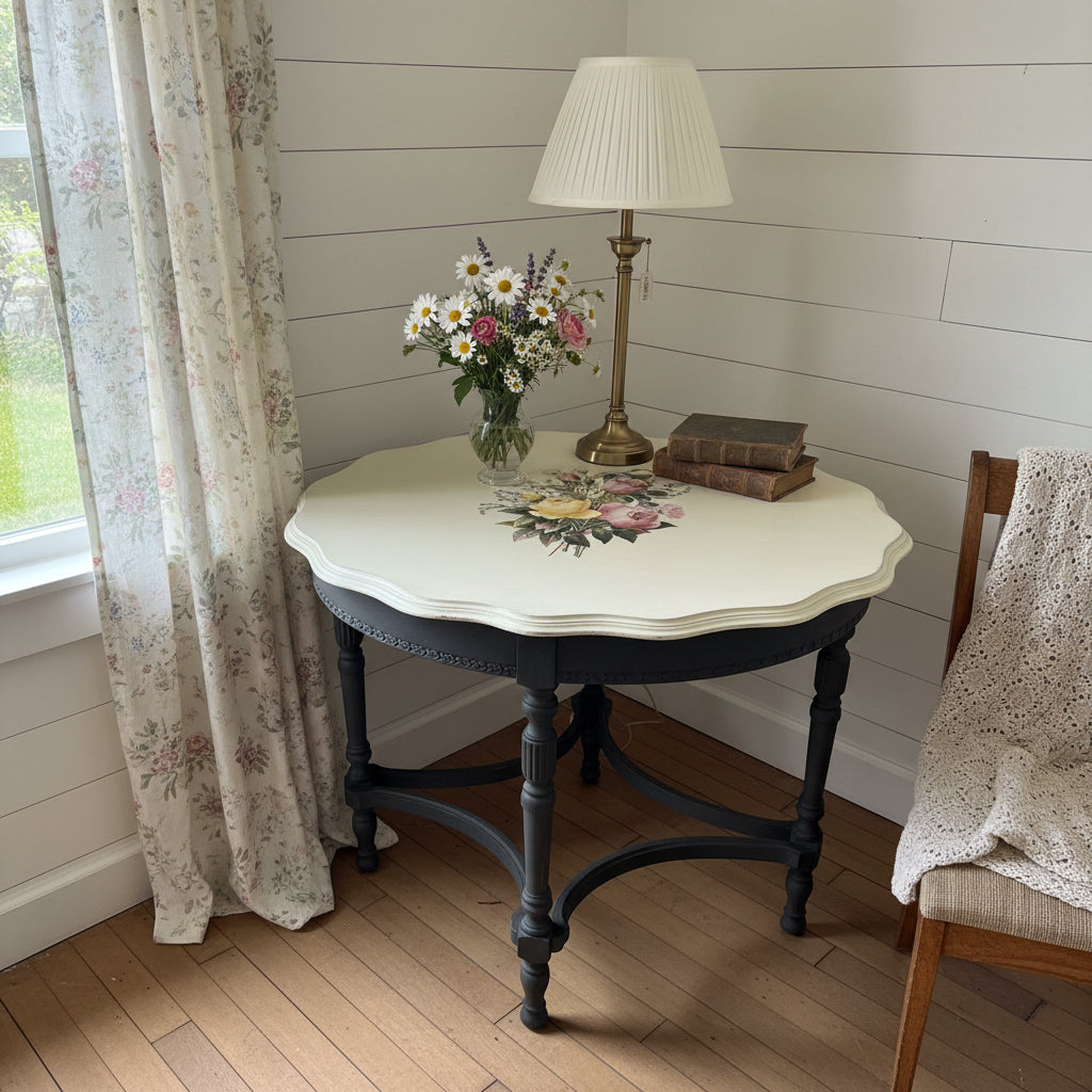 Shabby chic antique hand painted table 32.5x24x28