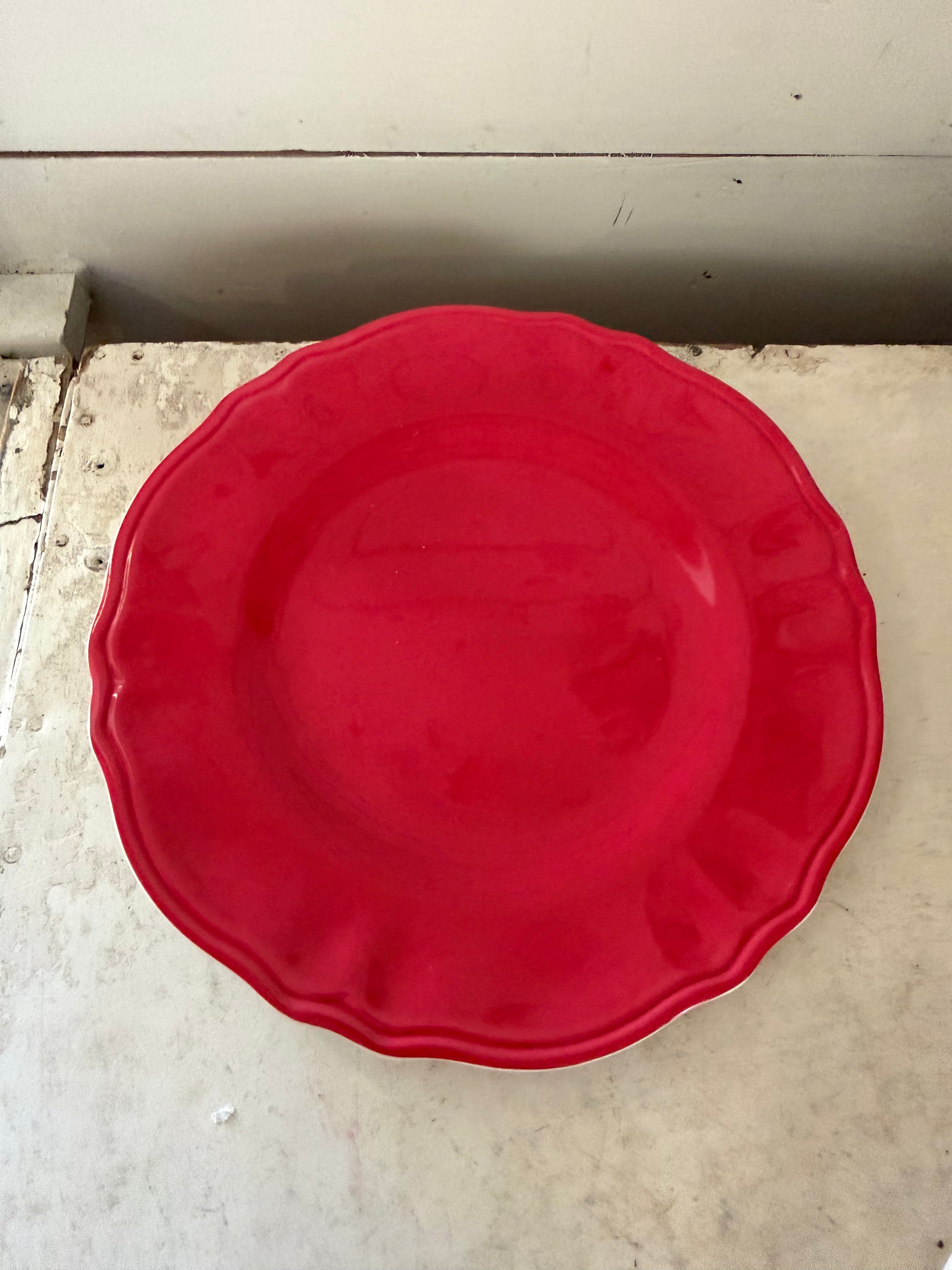 Set of 8 multi-color scalloped-edge melamine dinner & lunch plates Wei Lifestyle