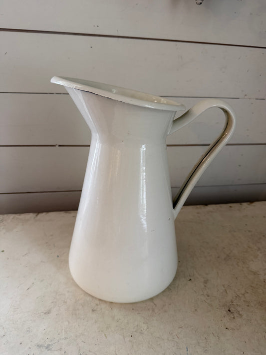 White Enamel Pitcher - Will get transfer