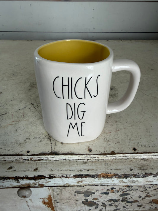 Rae Dunn "Chicks Dig Me" ceramic mug