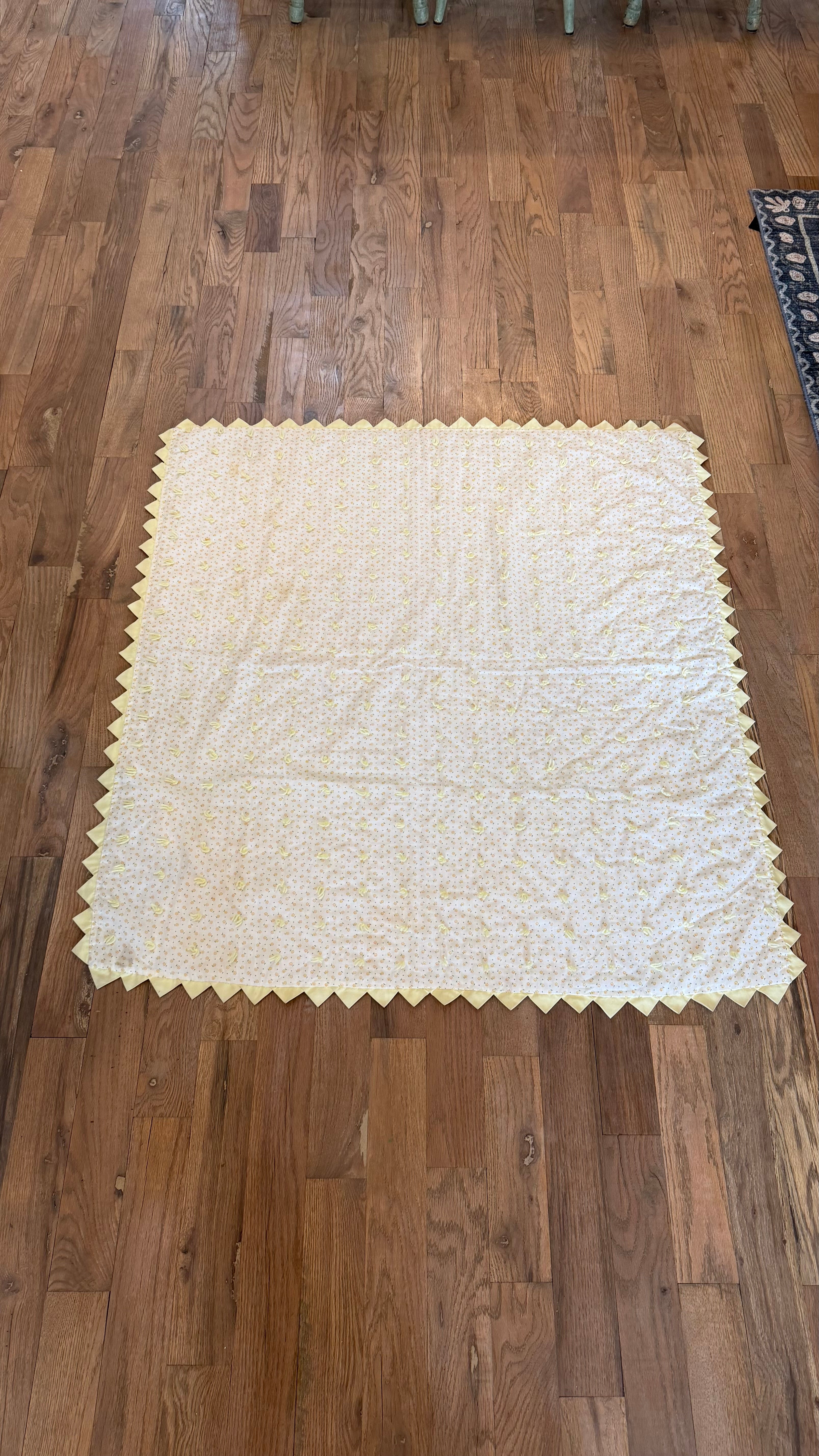 Vintage yellow tie quilt, baby blanket