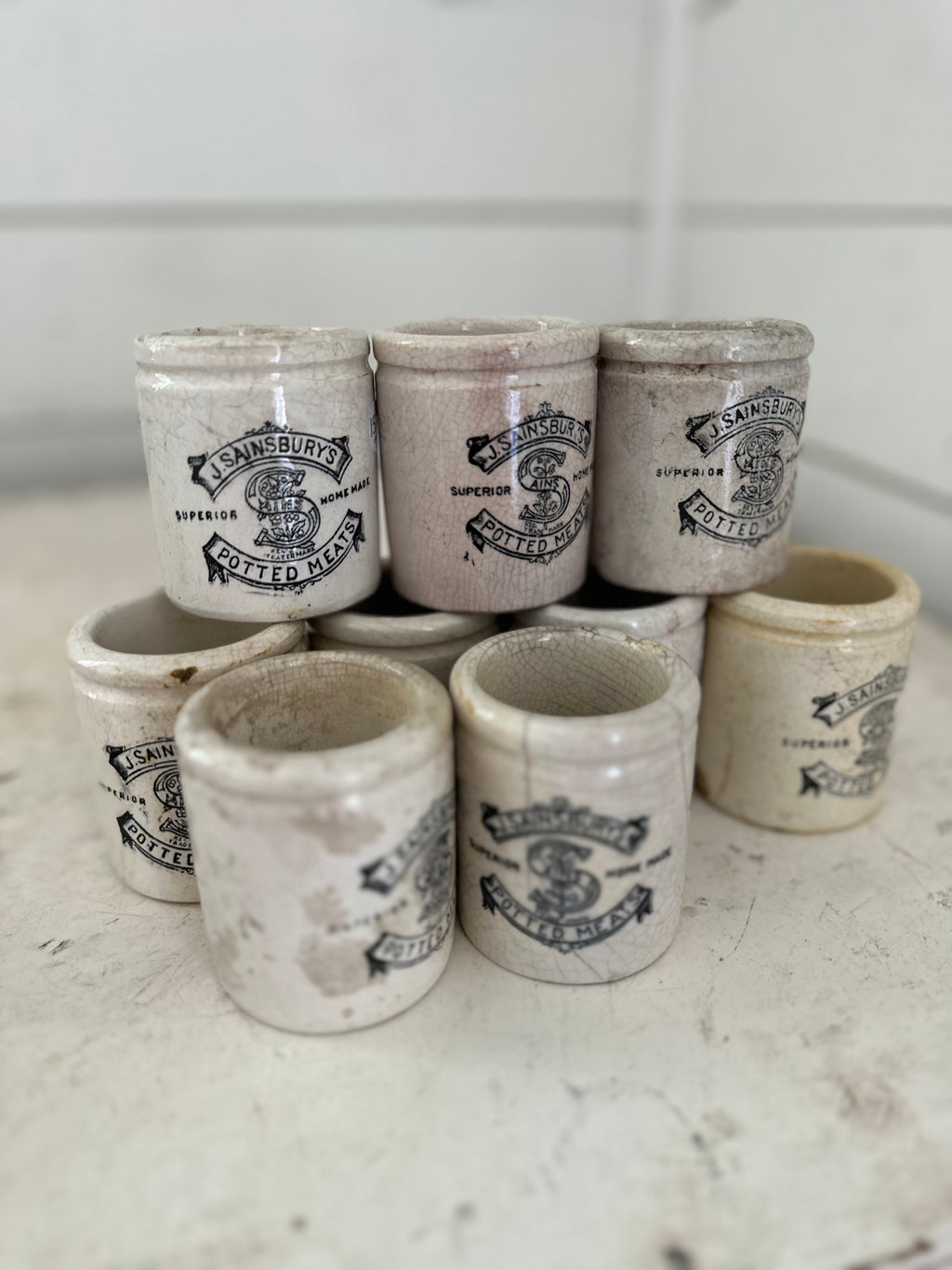 Victorian Antique English Advertising Pot – J. Sainsbury’s Potted Meats - sold individually