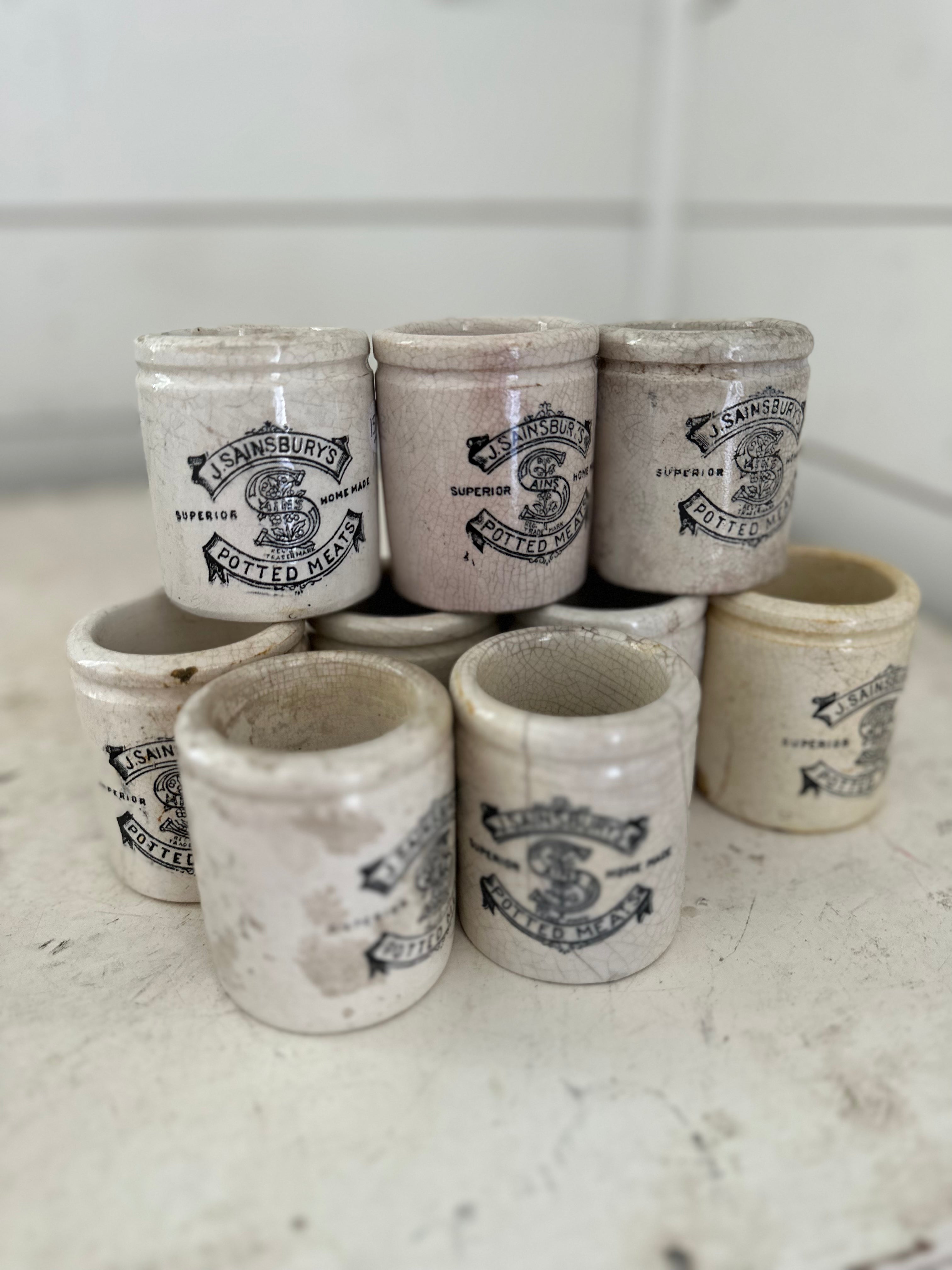 Victorian Antique English Advertising Pot – J. Sainsbury’s Potted Meats - sold individually