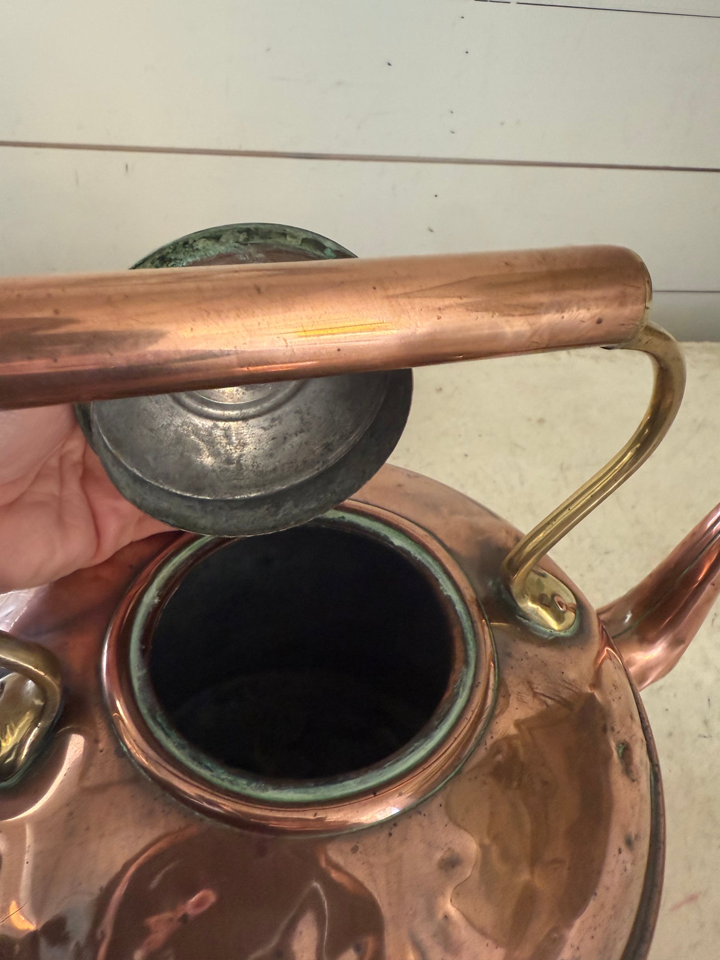 Georgian Copper Tea Kettle with Goose Neck Spout