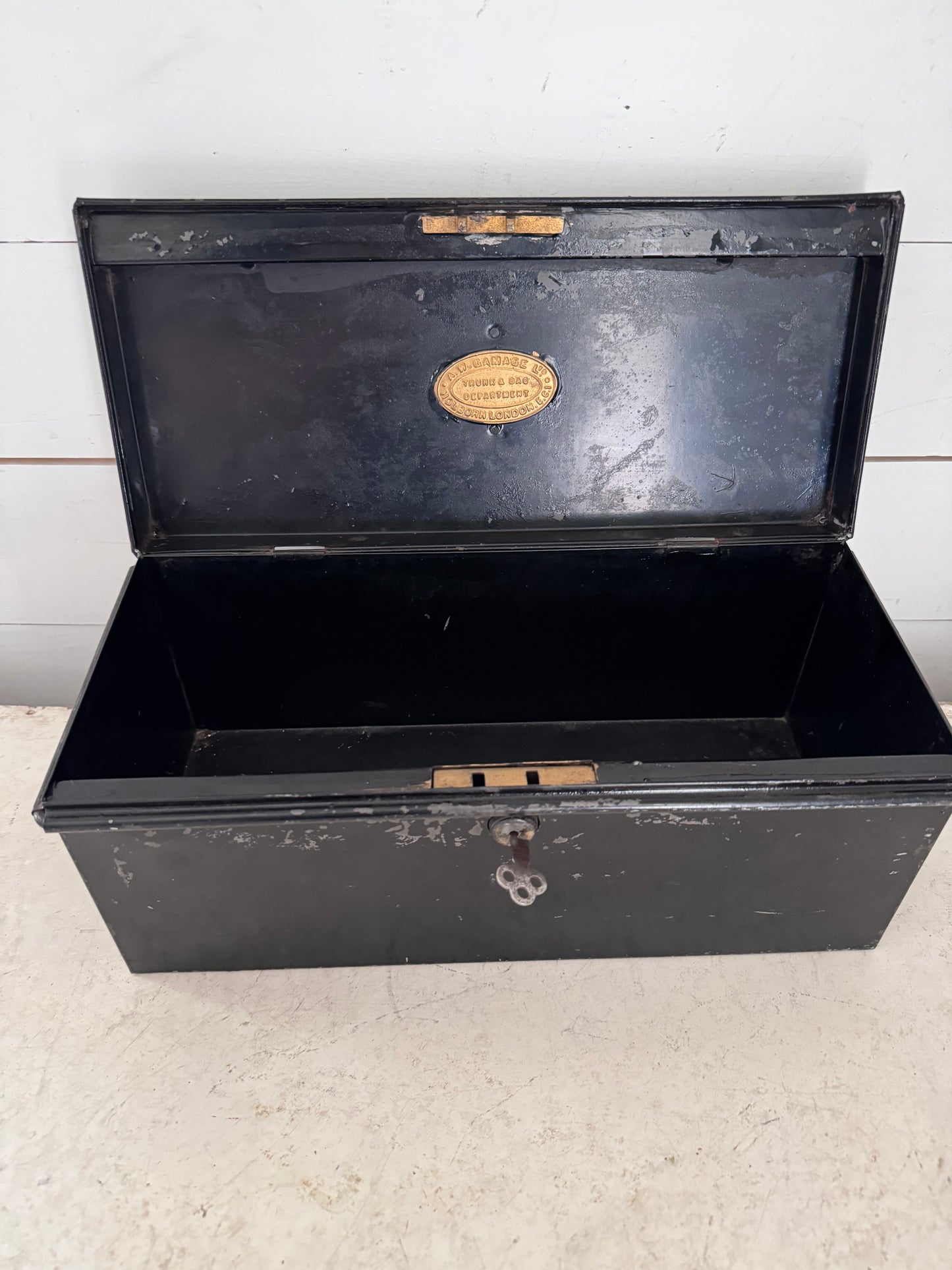 Antique Strong Box With Functioning Lock and Key