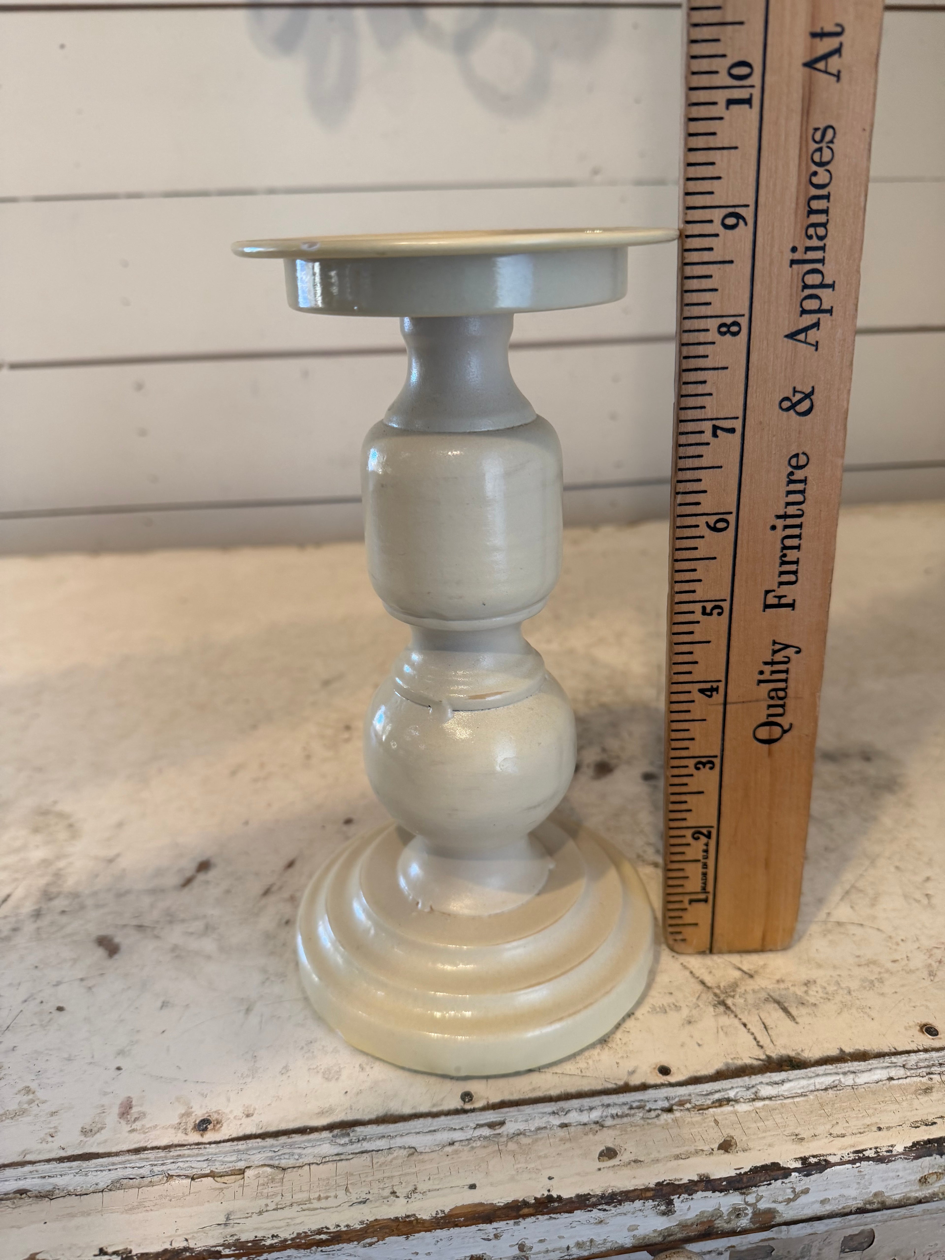 Metal candlestick Cream 9”