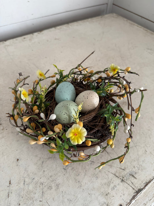 Birds nest with three eggs