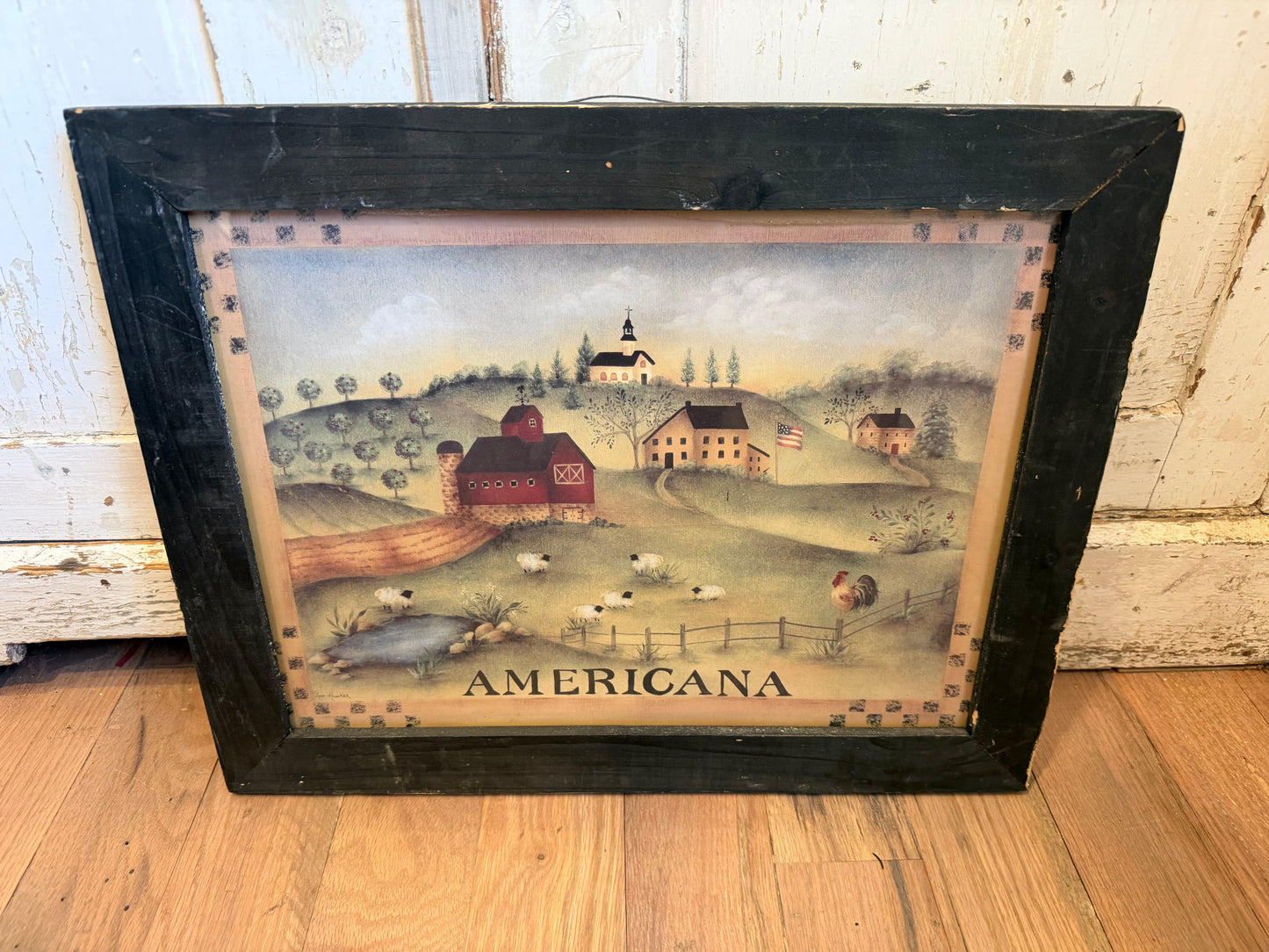 Framed Americana Primative Print will get edges fixed