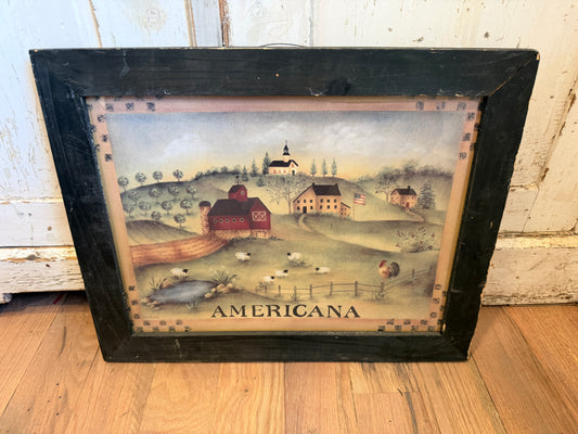 Framed Americana Primative Print will get edges fixed