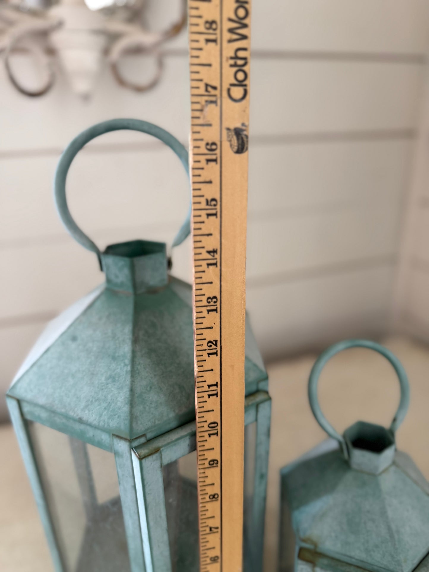 Opalhouse Green weathered Metal and glass Lanterns - Set of 2