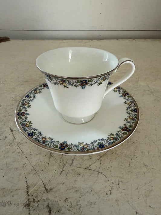 Royal Dalton flower, lace, teacup and saucer