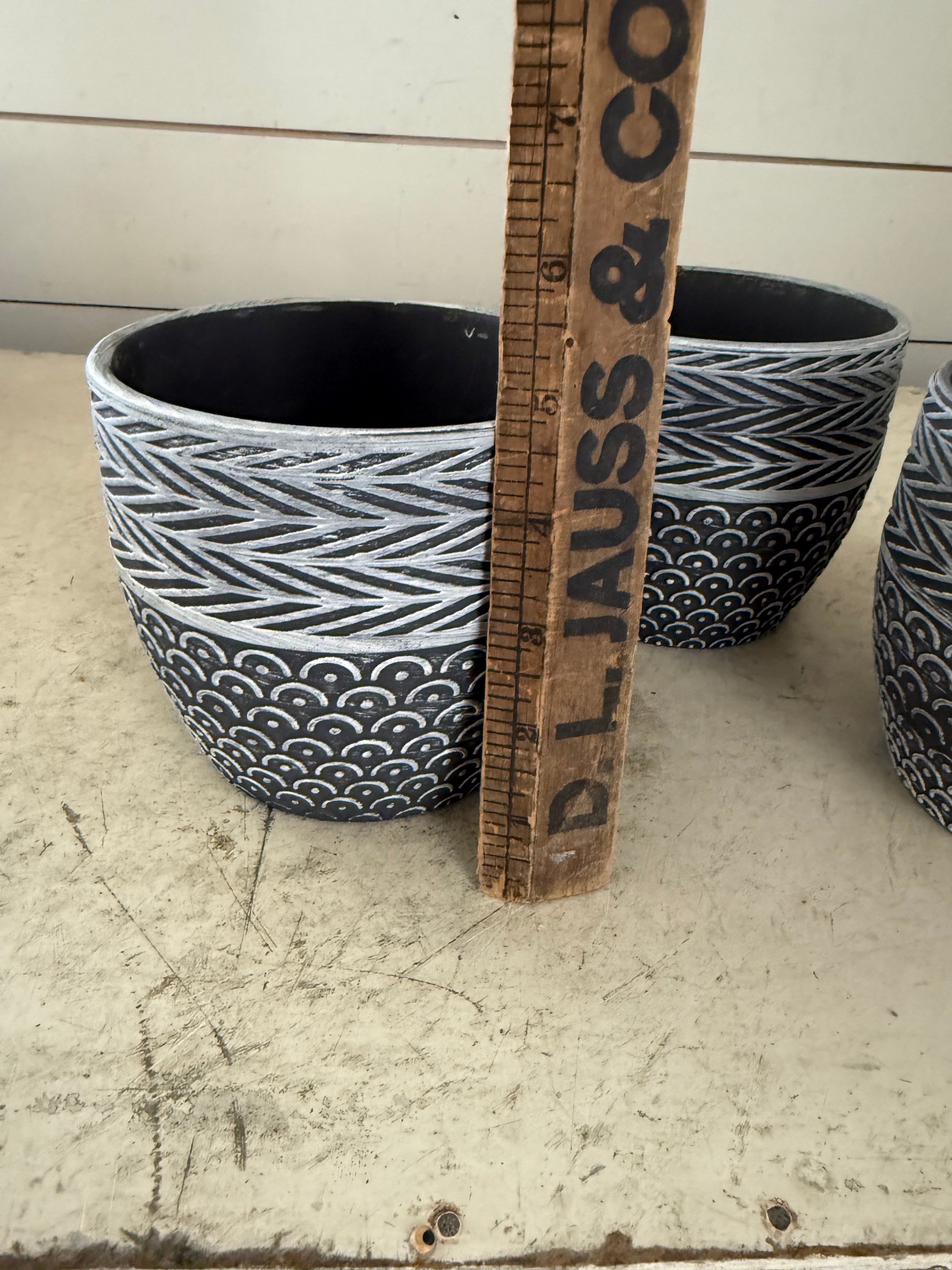 Gray and White patterned pot sold individually