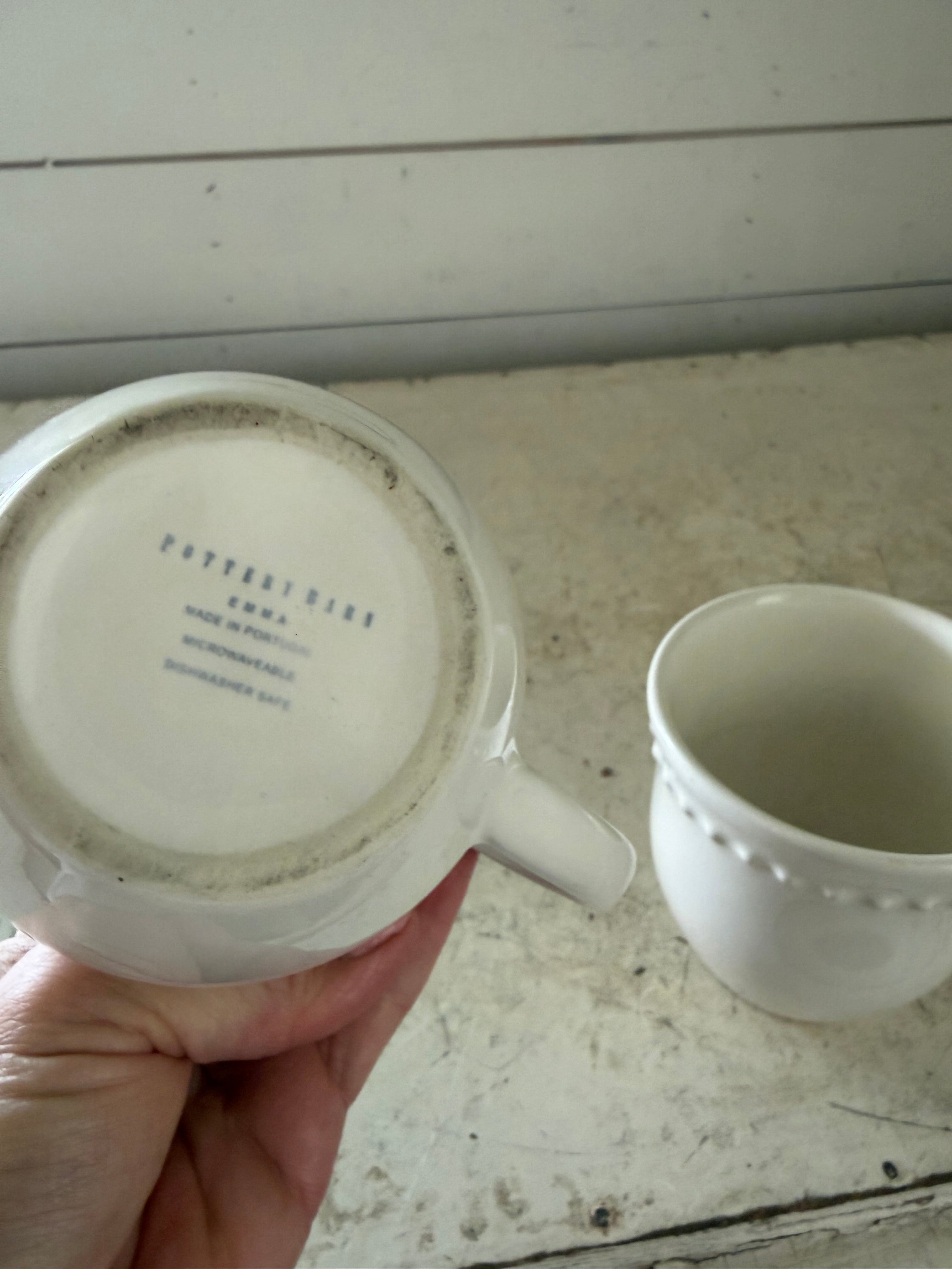 Pottery Barn Emma Beaded Stoneware Mug in True White - SOLD INDIVIDUALLY