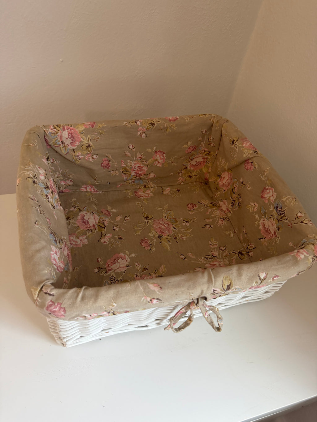 Simply Shabby Chic white wicker storage basket by Rachel Ashwell
