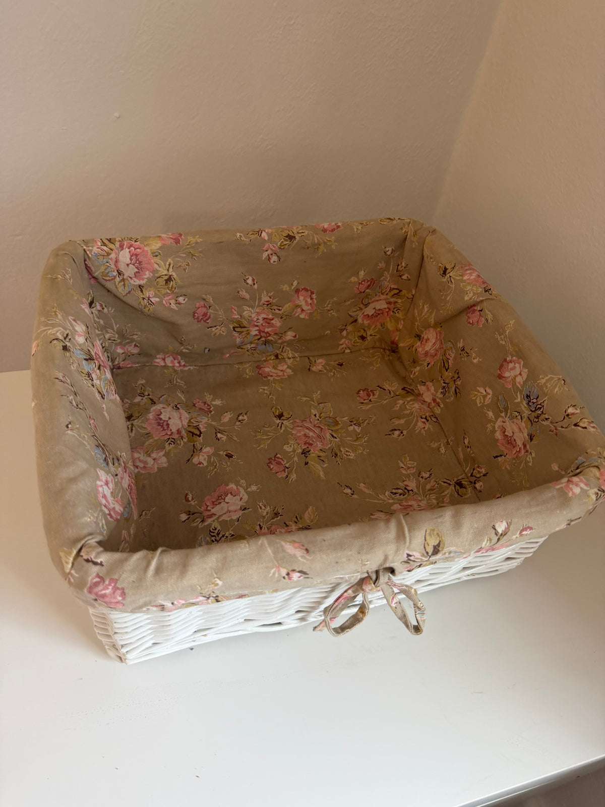 Simply Shabby Chic white wicker storage basket by Rachel Ashwell