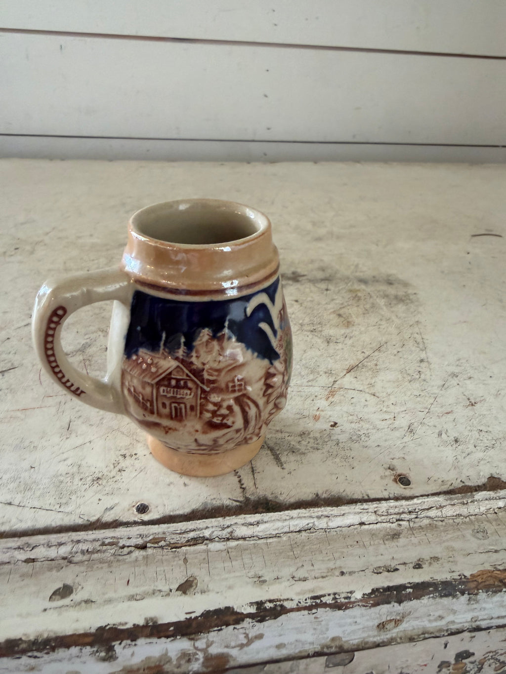 Mini Ceramic Souvenir Mug with village scene