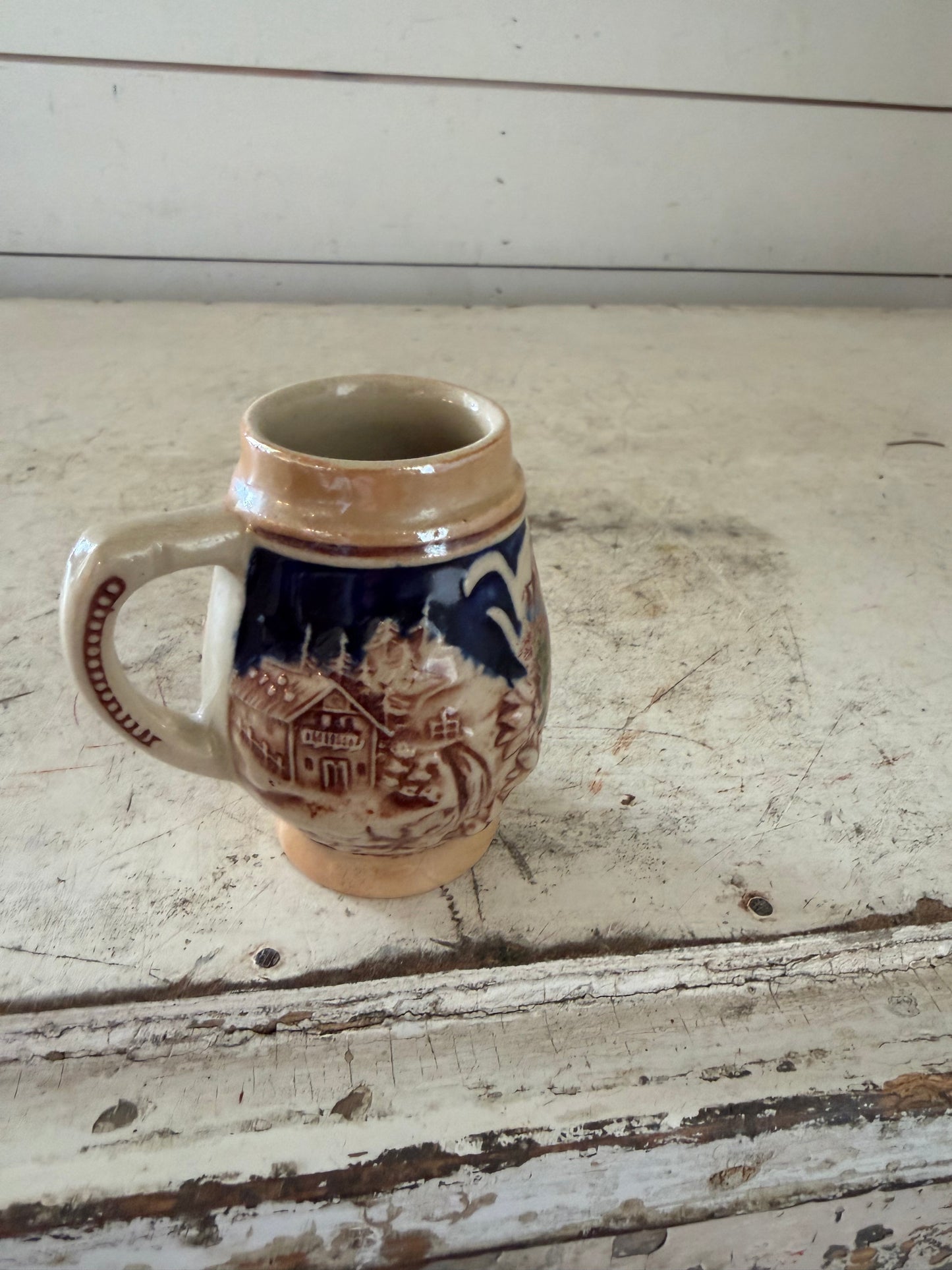 Mini Ceramic Souvenir Mug with village scene