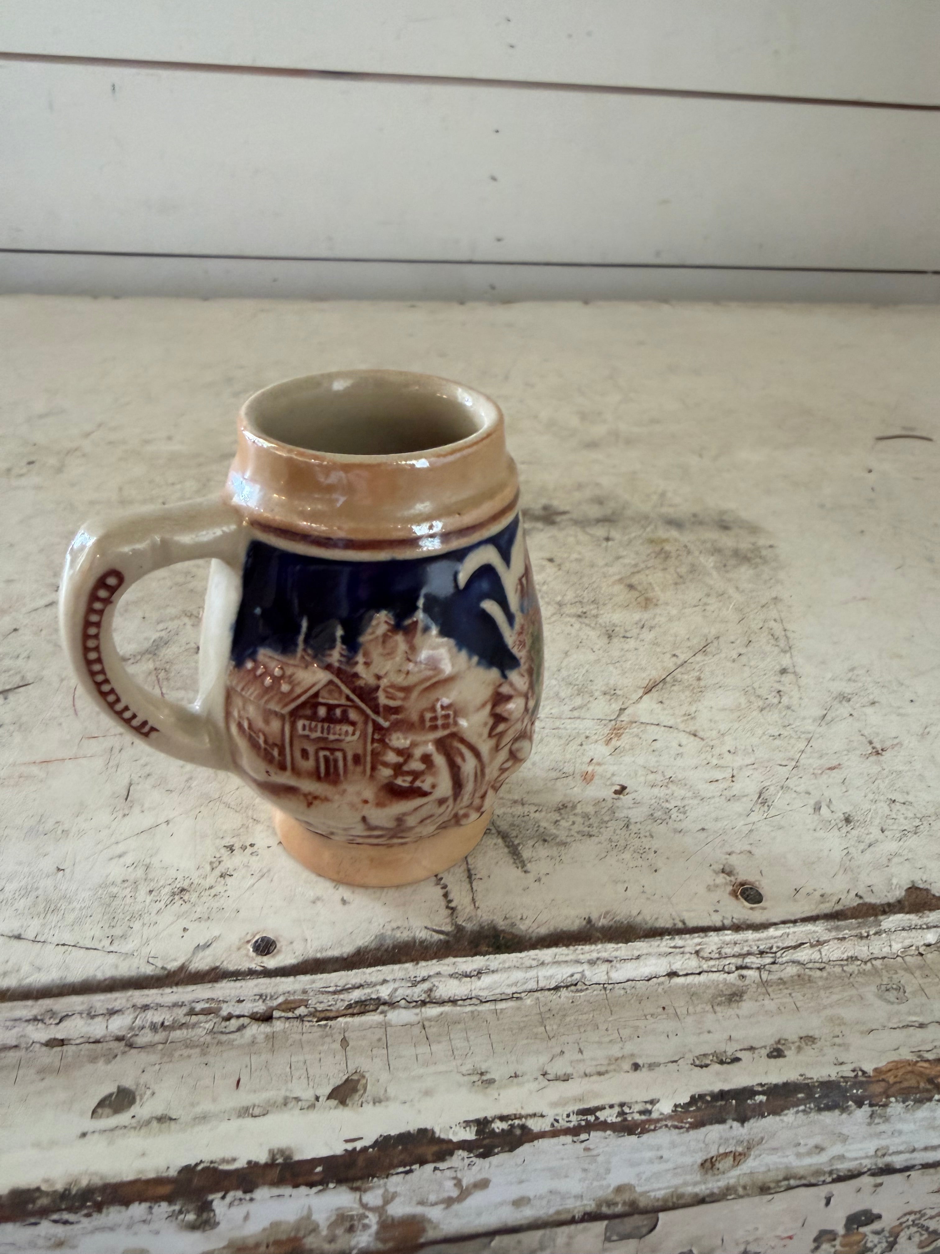 Mini Ceramic Souvenir Mug with village scene