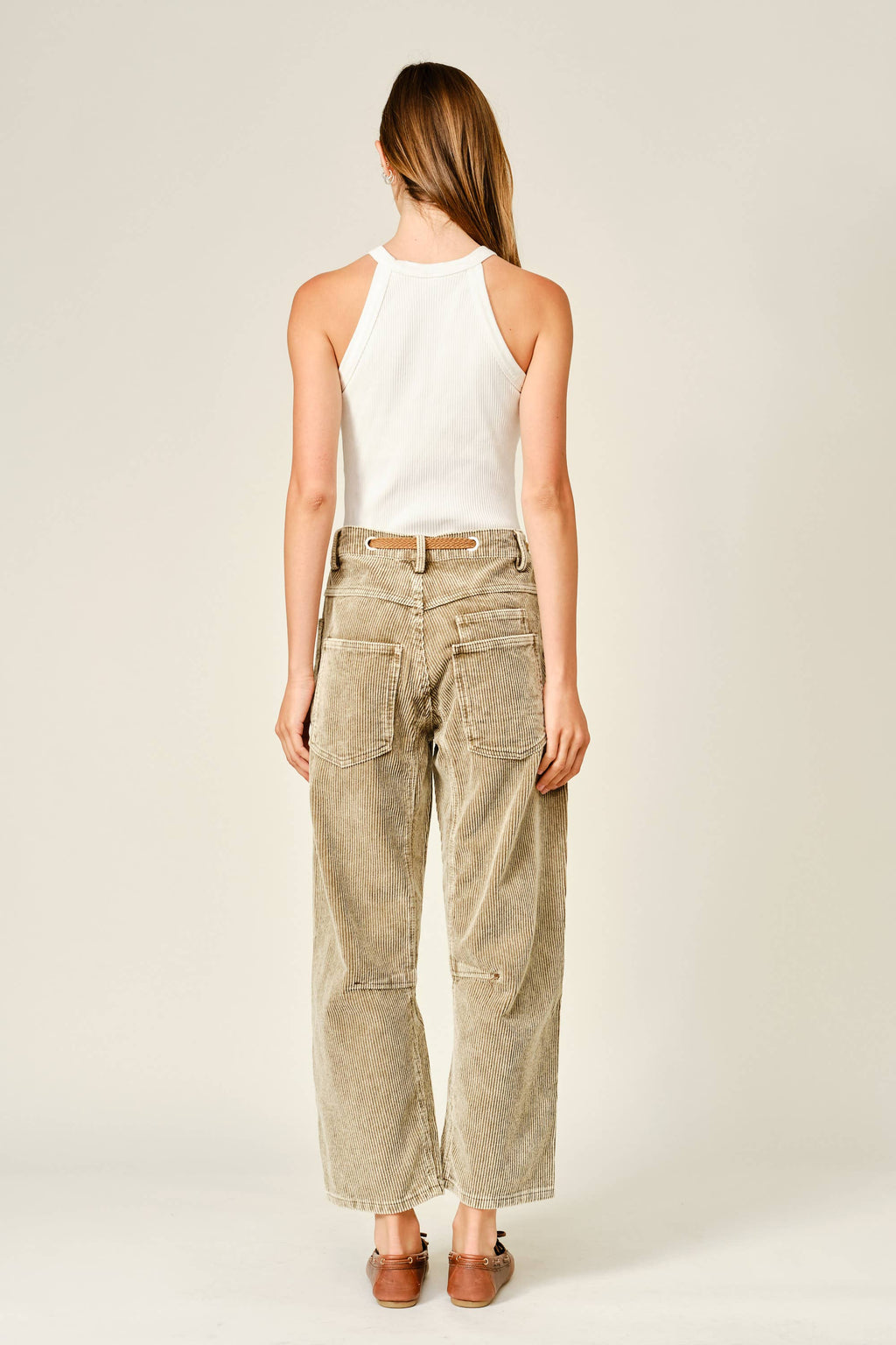 BARREL CORDUROY PANTS WITH EYELET WAIST