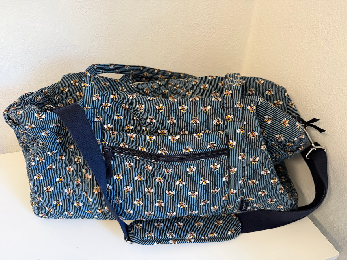Vera Bradley Women's Cotton Large Travel Duffel Bag in the Bees Navy