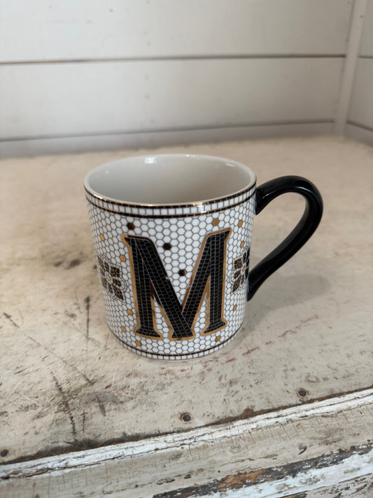 The Bistro Tile Stoneware Mug: Monogram Edition M