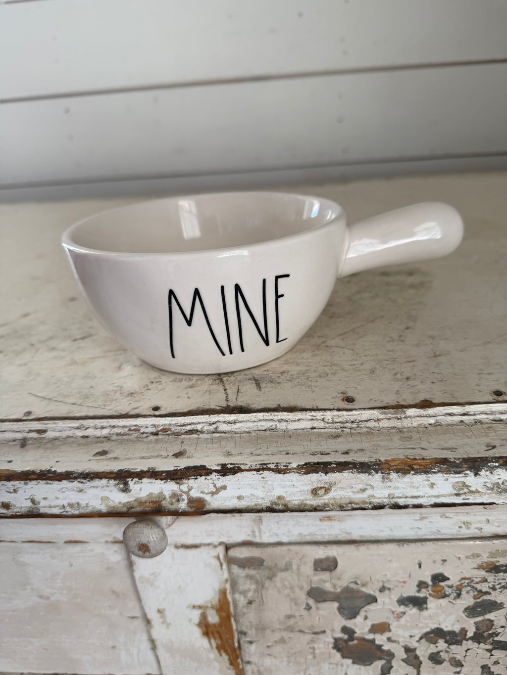 Rae Dunn “Mine” Soup Bowl With Handle