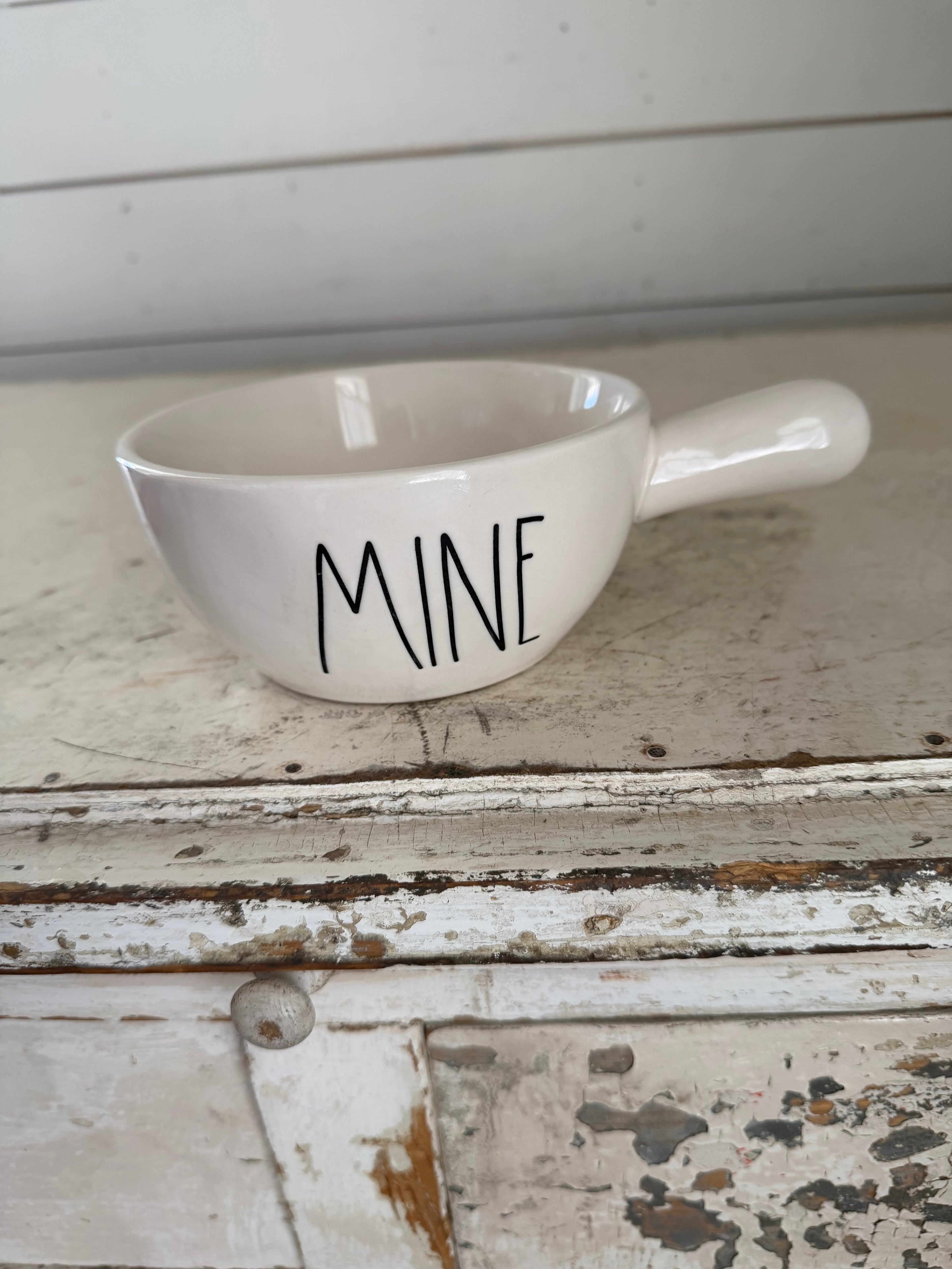 Rae Dunn “Mine” Soup Bowl With Handle