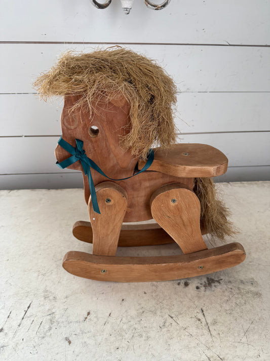 Vintage handmade, wood, rocking horse - will get makeover