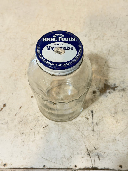 Circa 1950s Best Foods mayonnaise jar with lid