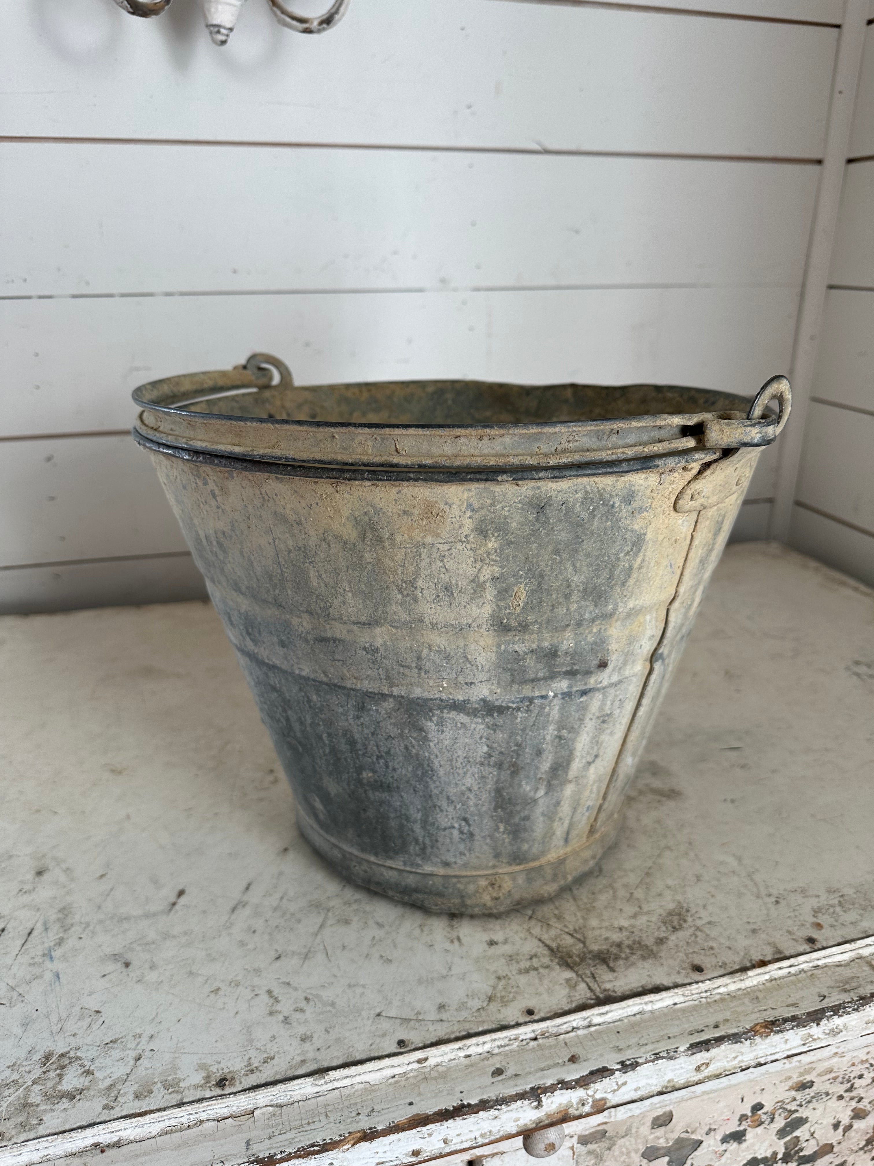 Antique English Zinc Plaster Bucket