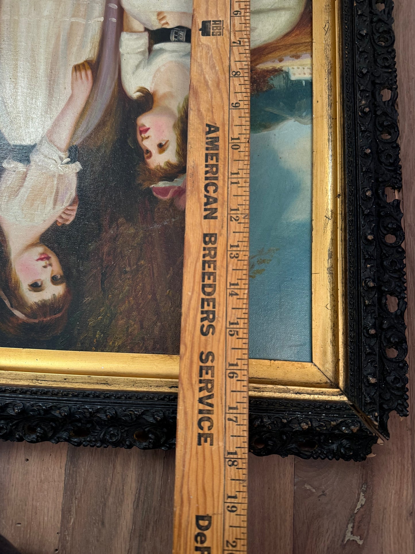 Original oil painting in the style of The Beckford Children by George Romney in Antique Frame